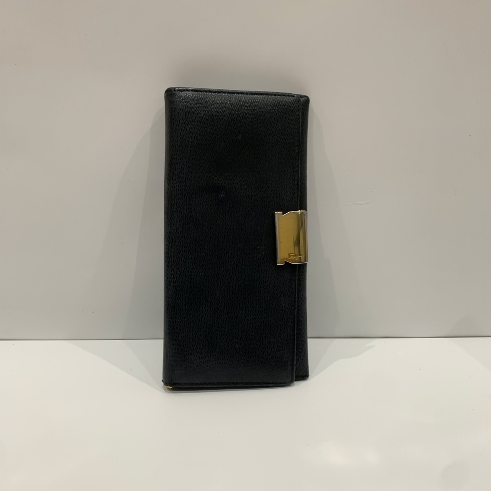 Salvatore Ferragamo Black Wallet with Gold Accent Vintage